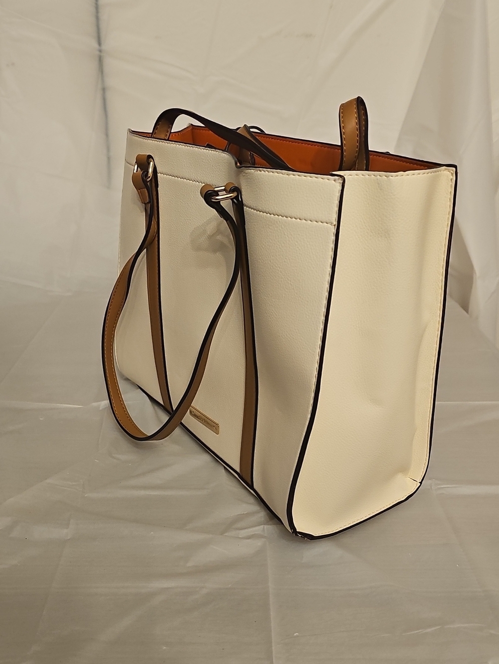 Aldo Cream Tote with Tan Trim